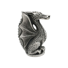 English made pewter mythical dragon ornament side view with spread wing