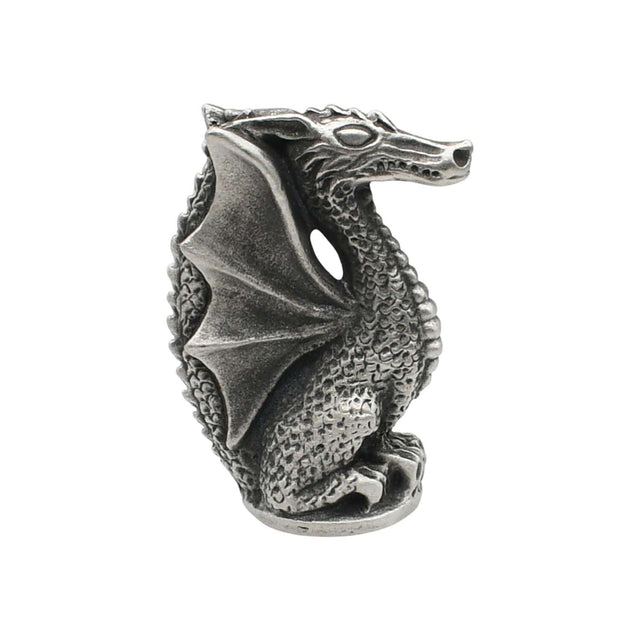 English made pewter mythical dragon ornament side view with spread wing