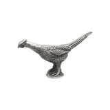English made pewter pheasant ornament side view showing long tail