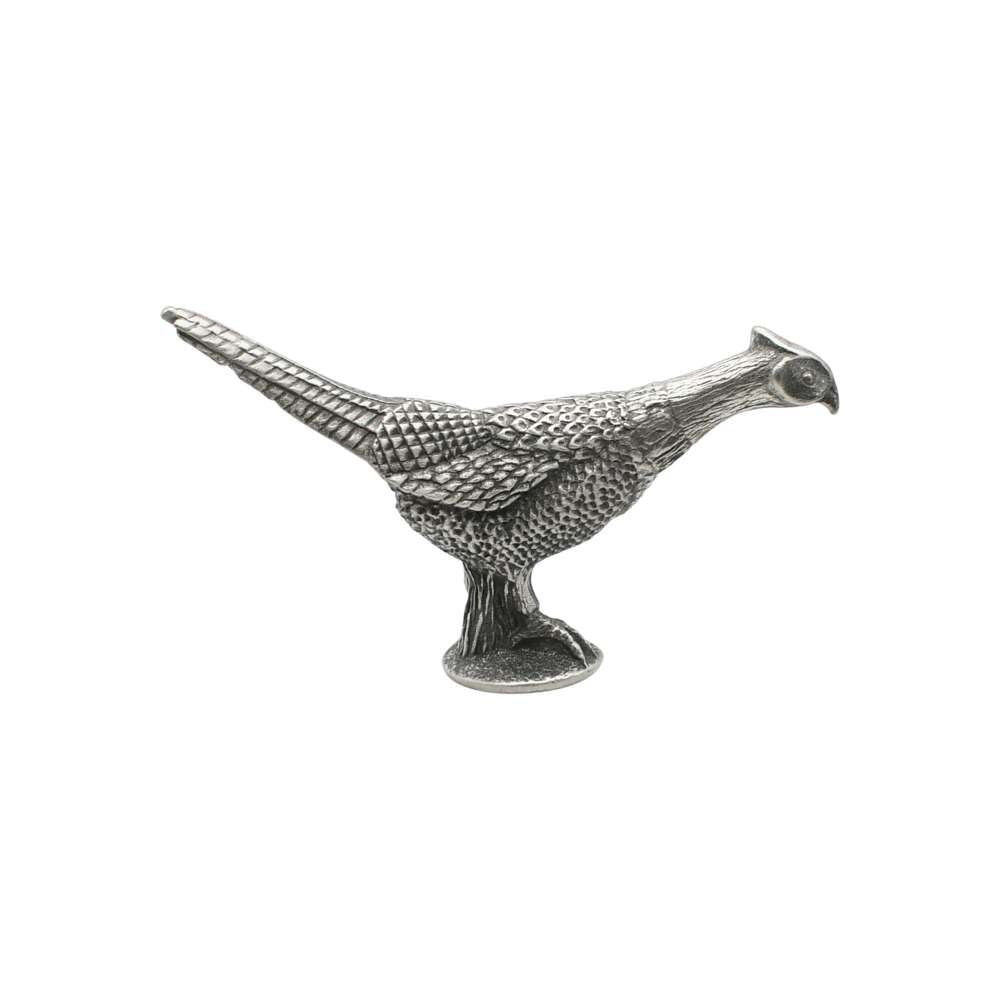 Pewter pheasant bird ornament opposite side