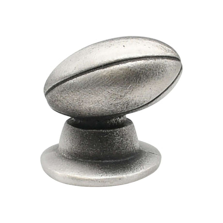 English made pewter rugby ball ornament on display base