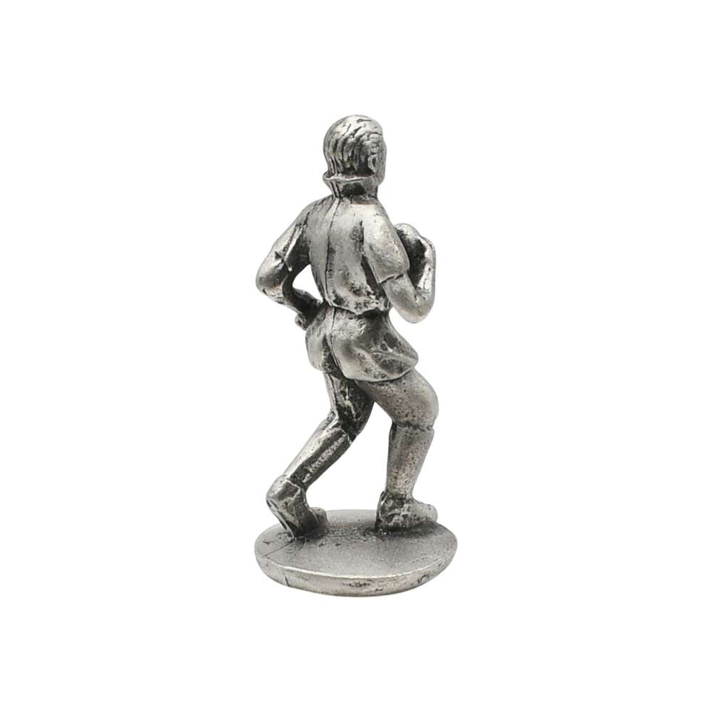 English made pewter rugby player ornament back