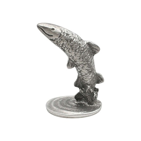 Pewter leaping salmon ornament first side