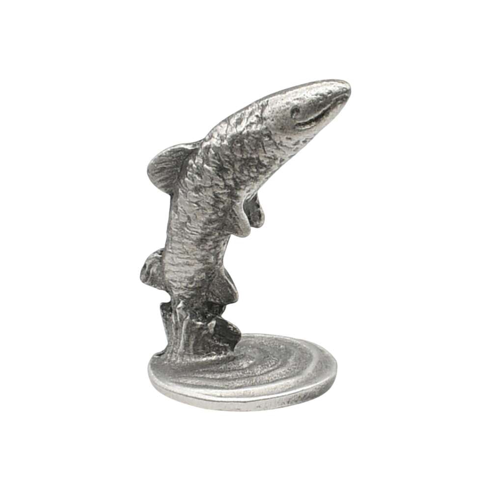 Pewter leaping salmon ornament opposite side