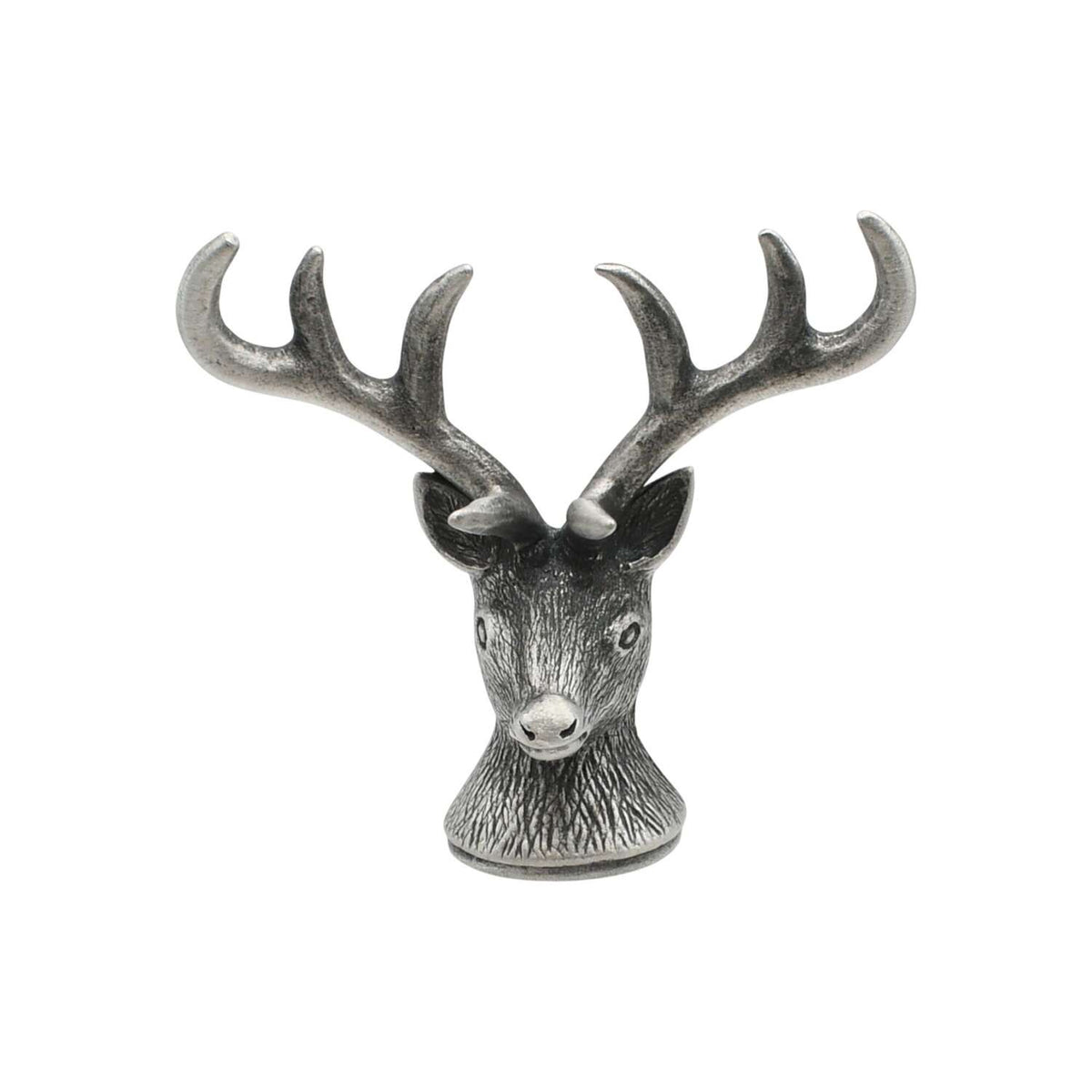 English made pewter stag head ornament front with antlers