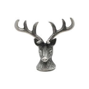English made pewter stag head ornament front with antlers