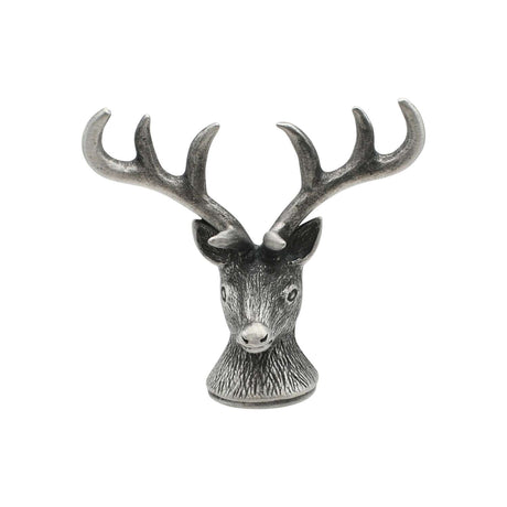 English made pewter stag head ornament front with antlers