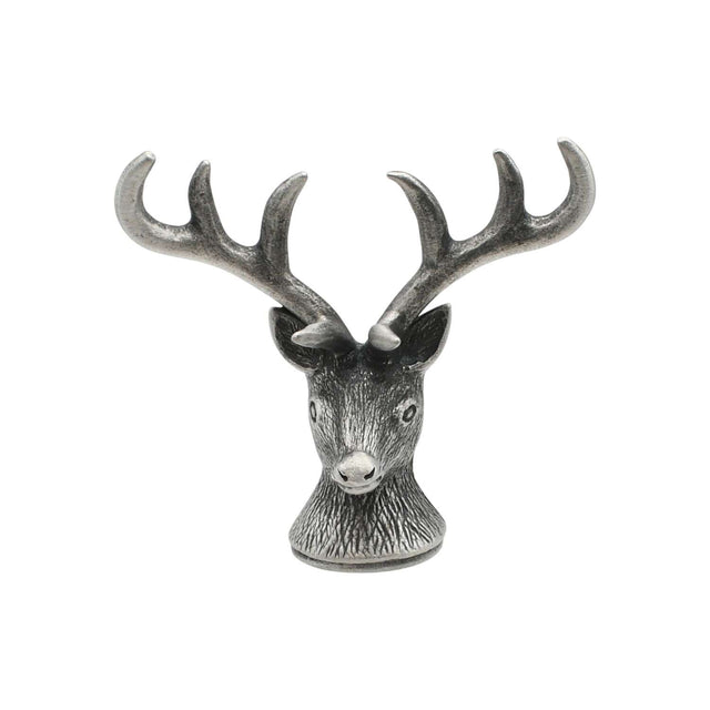 English made pewter stag head ornament front with antlers