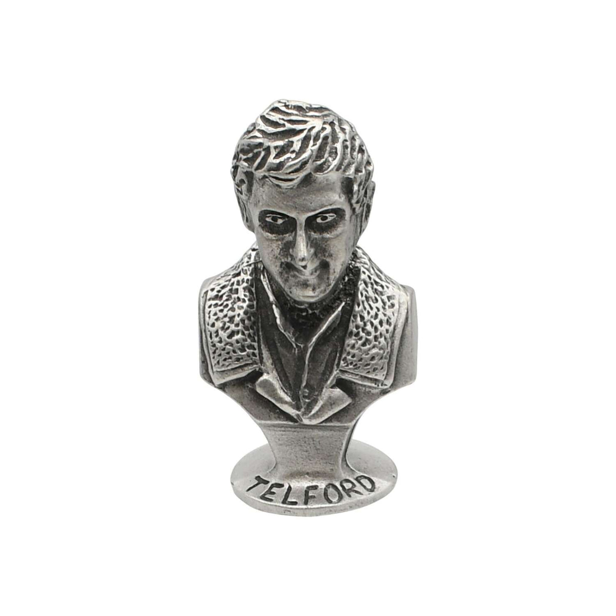 English made pewter Thomas Telford bust front with named pedestal