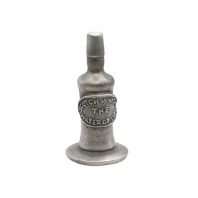 English made pewter whisky bottle ornament front with Scotch Whisky label