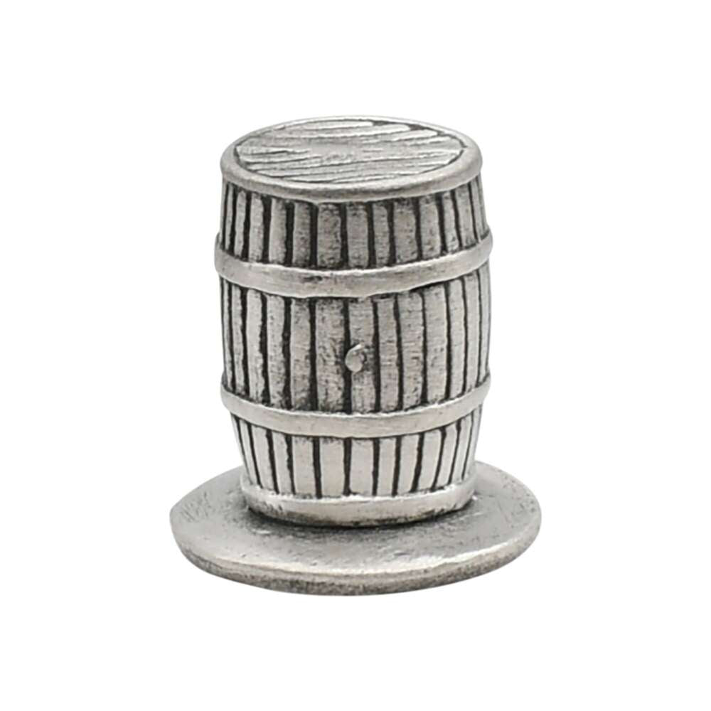 English made pewter whisky barrel ornament rear view