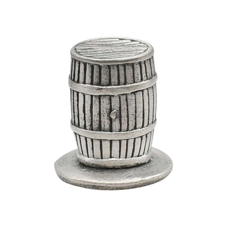 English made pewter whisky barrel ornament rear view