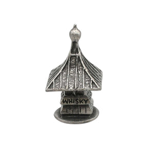 English made pewter whisky pagoda ornament with distillery style roof and whisky sign