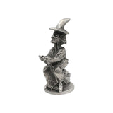 English made pewter flying witch ornament first side
