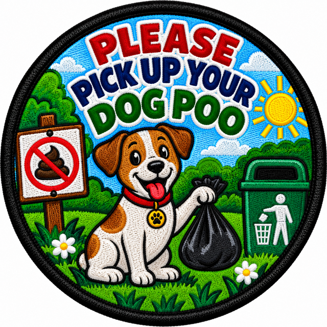 Please Pick Up Your Dog Poo 80mm Embroidered Patch