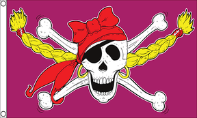 Flagmania Pirate Girl Skull 5ft x 3ft Polyester Flag