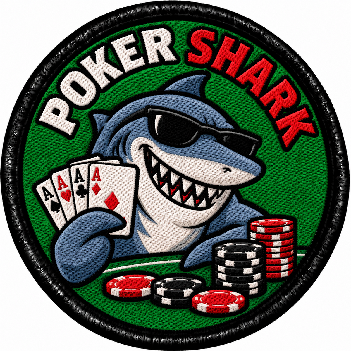 Poker Shark 80mm Embroidered Patch
