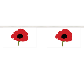Poppy 3 metre bunting, 10 flags - Flagmania
