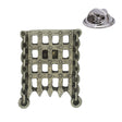 Medieval portcullis iron gate antique silver-tone pewter lapel pin badge with butterfly clutch fastening