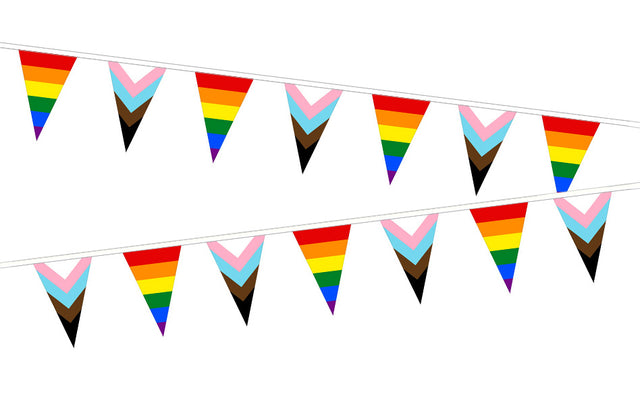 Flagmania Progress And Rainbow (Alternating) Triangle Bunting (15m Length)