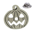 Halloween jack-o-lantern pumpkin pewter lapel pin badge with cut-out eyes and grin, butterfly clutch fastening