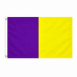 Purple and gold Irish county flag with two vertical colour panels