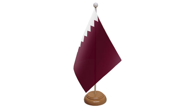 Flagmania Qatar wooden hand flags, 9x6 inch, pack of 12, no bases