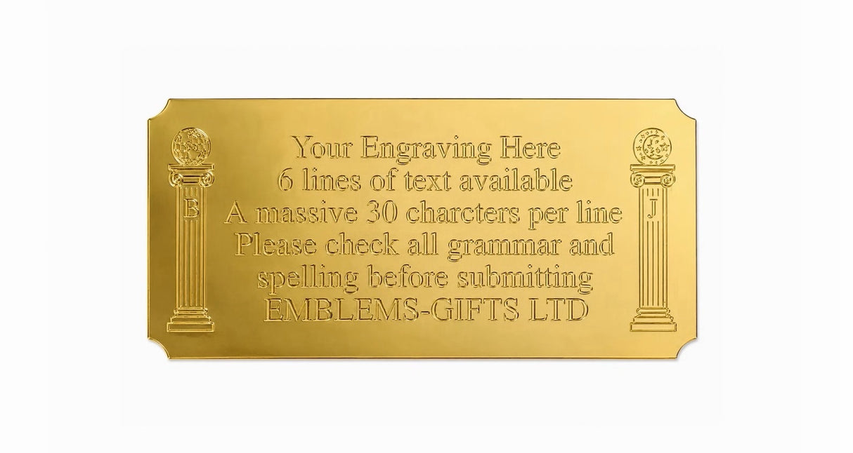 Personalised Masonic Gold Plate (MP110) 82 mm x 38 mm