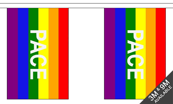 Rainbow Pace 3 metre bunting, 10 flags - Flagmania