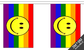 Flagmania Rainbow Smiley Bunting, 9 metre bunting