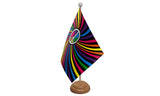 Flagmania Rainbow Swirl wooden hand flags, 9x6 inch, pack of 12, no bases