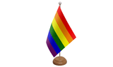 Flagmania Rainbow wooden hand flags, 9x6 inch, pack of 12, no bases
