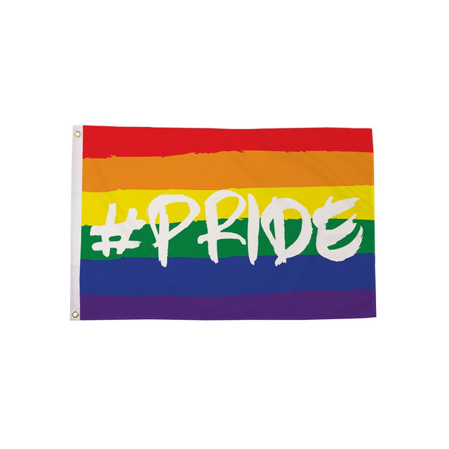Rainbow #Pride Flag 5ft x 3ft with rainbow stripes and large white #PRIDE lettering