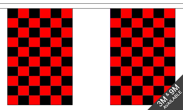 Flagmania Red and Black Check Bunting, 9 metre bunting