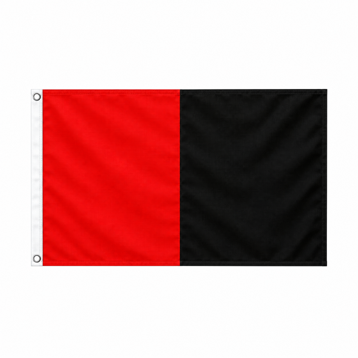 Red and black Irish county flag with two vertical colour panels