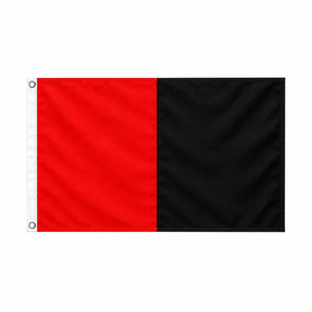 Red and black Irish county flag with two vertical colour panels