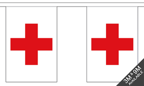 Red Cross 3 metre bunting, 10 flags - Flagmania