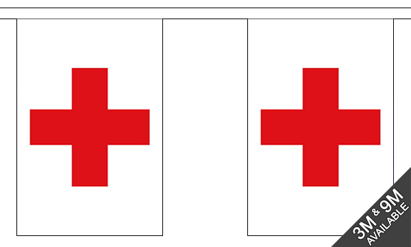 Red Cross 3 metre bunting, 10 flags - Flagmania