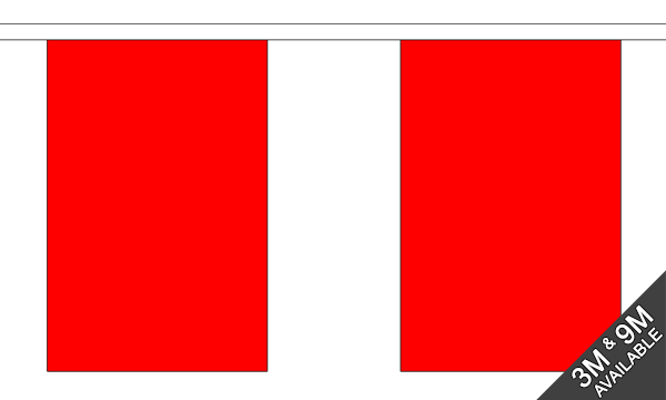 Plain Red 3 metre bunting, 10 flags - Flagmania