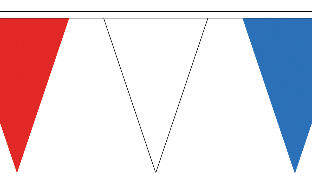 Red, White and Blue Triangle 12 metre bunting by Flagmania