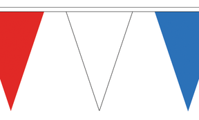 Red, White and Blue Triangle 12 metre bunting by Flagmania