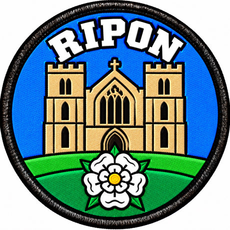 Ripon Yorkshire Cathedral White Rose 80mm Embroidered Patch