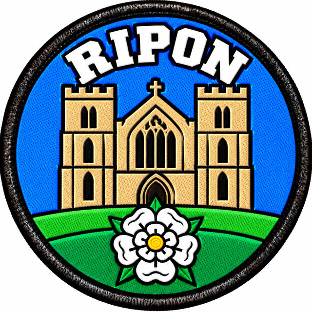 Ripon Yorkshire Cathedral White Rose 80mm Embroidered Patch
