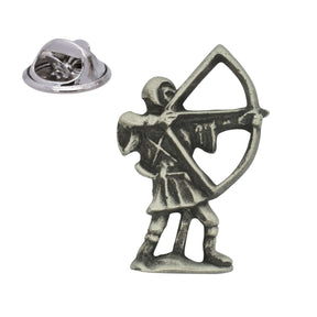 Robin Hood archer pewter lapel pin badge holding a bow with butterfly clutch fastening