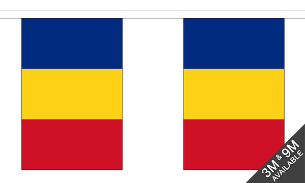 Romania 3 metre bunting, 10 flags - Flagmania