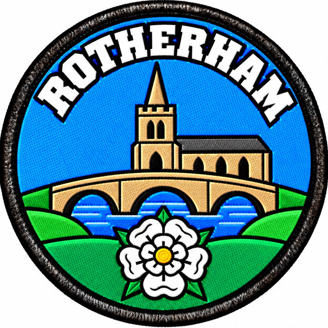 Rotherham Yorkshire Bridge Church White Rose 80mm Embroidered Patch