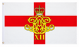 12th Regiment Royal Artillery flag with red cross, crowned yellow monogram and XII