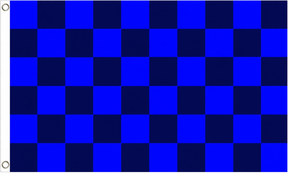 Royal blue and navy blue chequered flag, 5ft x 3ft