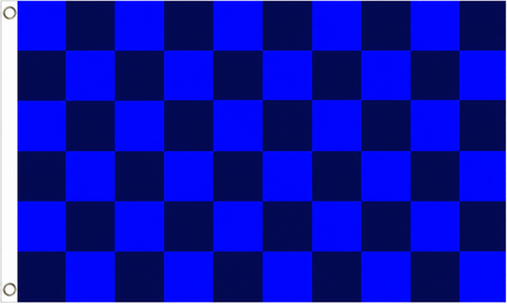 Royal blue and navy blue chequered flag, 5ft x 3ft