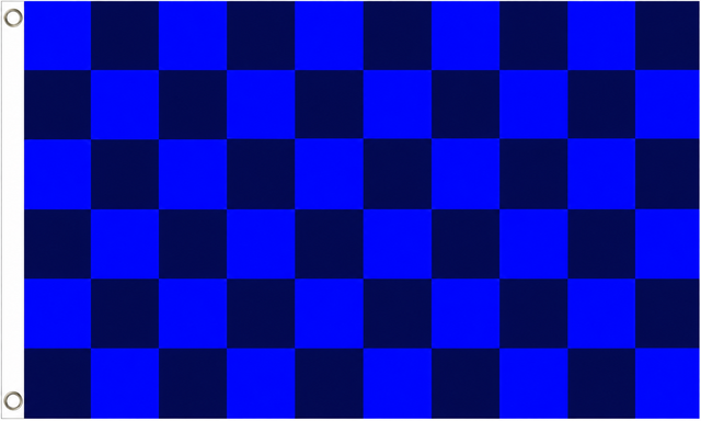 Royal blue and navy blue chequered flag, 5ft x 3ft